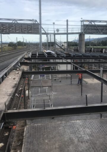 Structural demolition in progress near rail corridor in Queensland